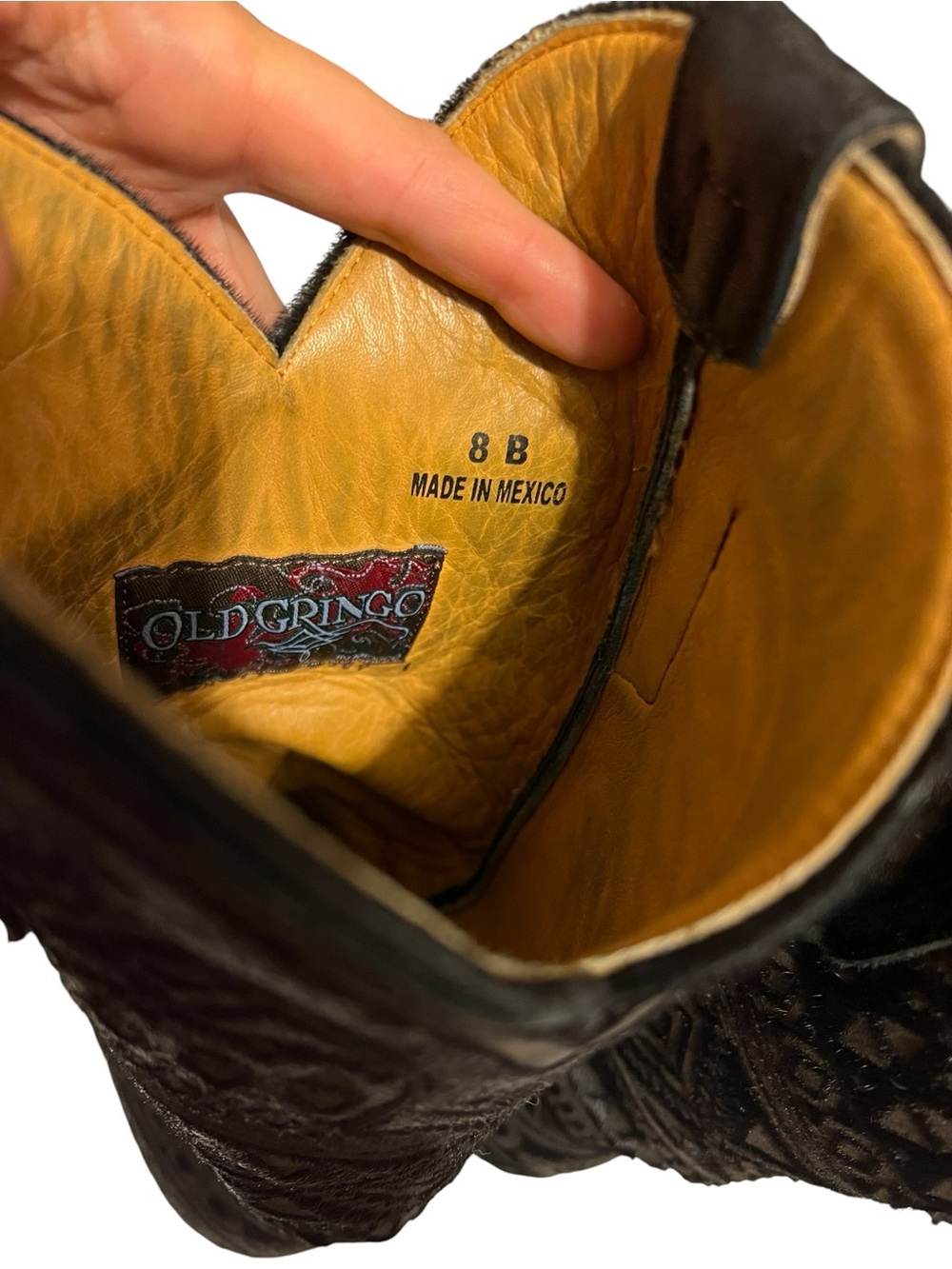 Old Gringo Black with Mohair Western Knee-High Cowgirl Boots - Women's 8 B 🤩 - Picture 8 of 9